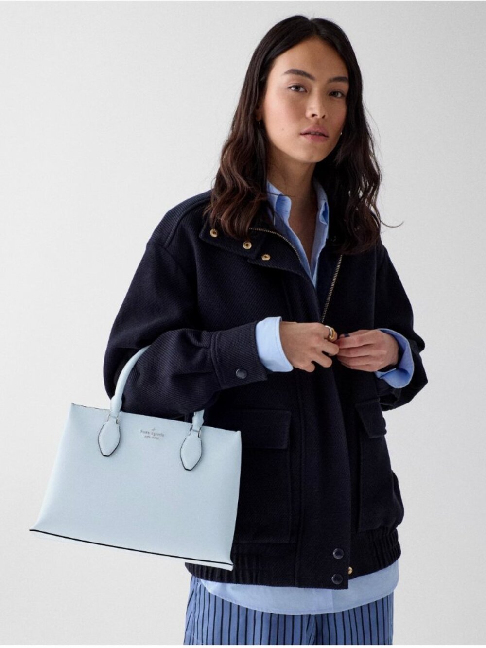 New Kate Spade Rae Medium Satchel Saffiano Pale Sapphirine